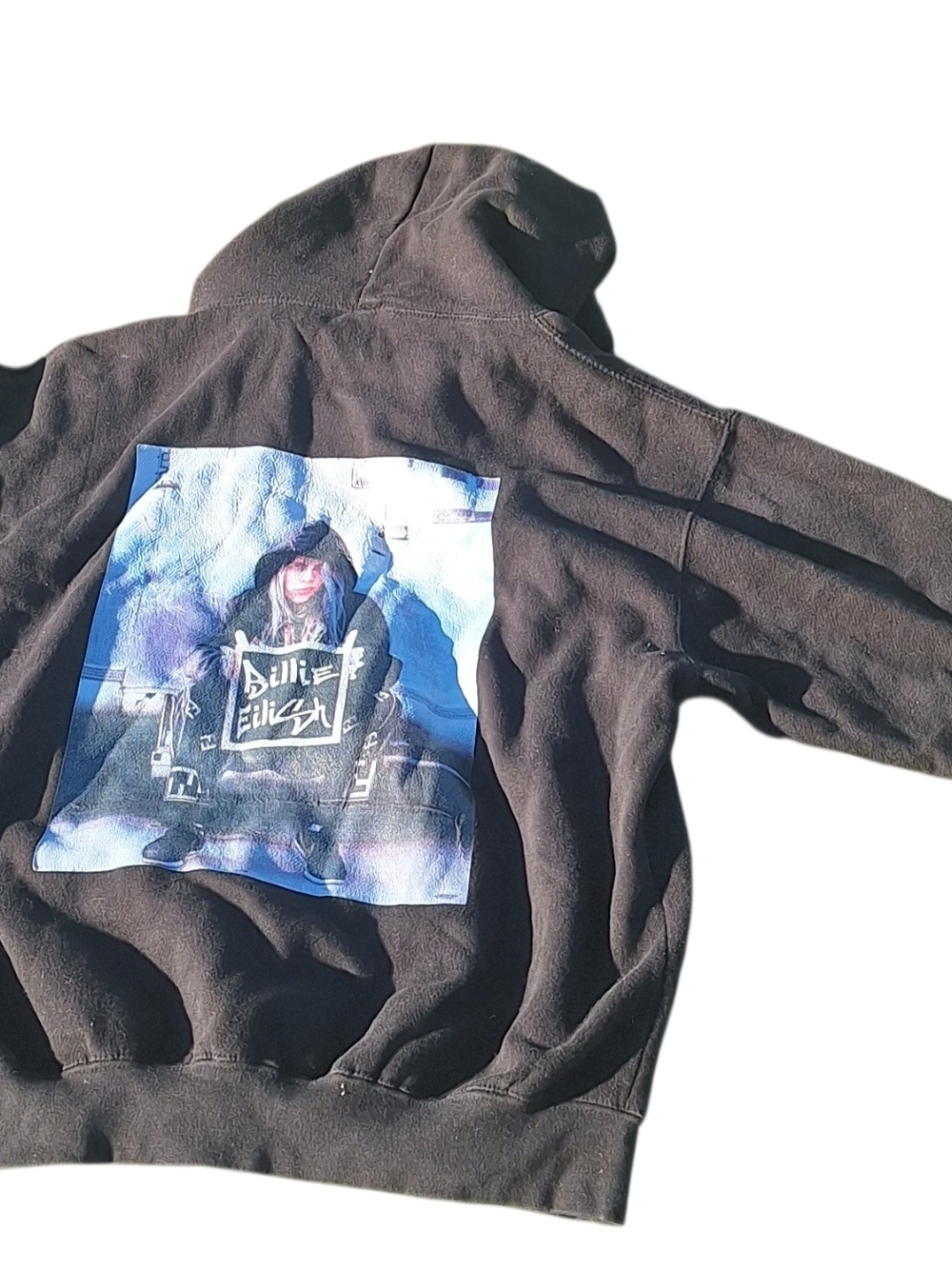 Billie Eilish Black Graphic Hoodie - Back Print Pullover SIZE M FAN MADE